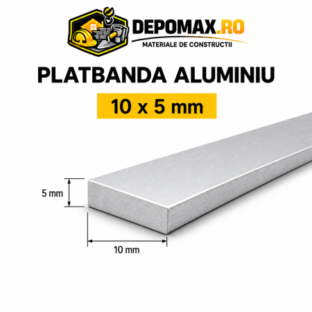 Platbanda aluminiu 10 x 5 mm, 6 metri (EN-AW 6060)